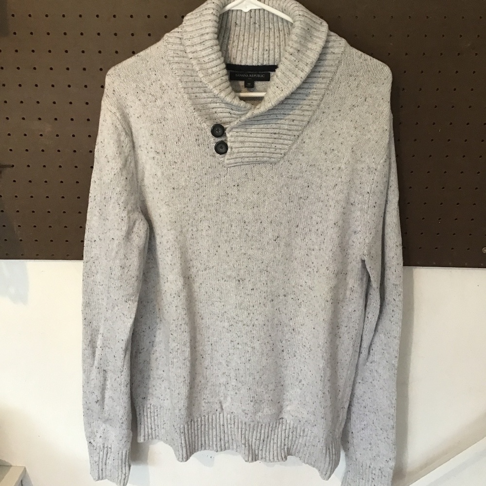 Banana Republic Men’s Shawl Collar Button Sweater Gray Size M